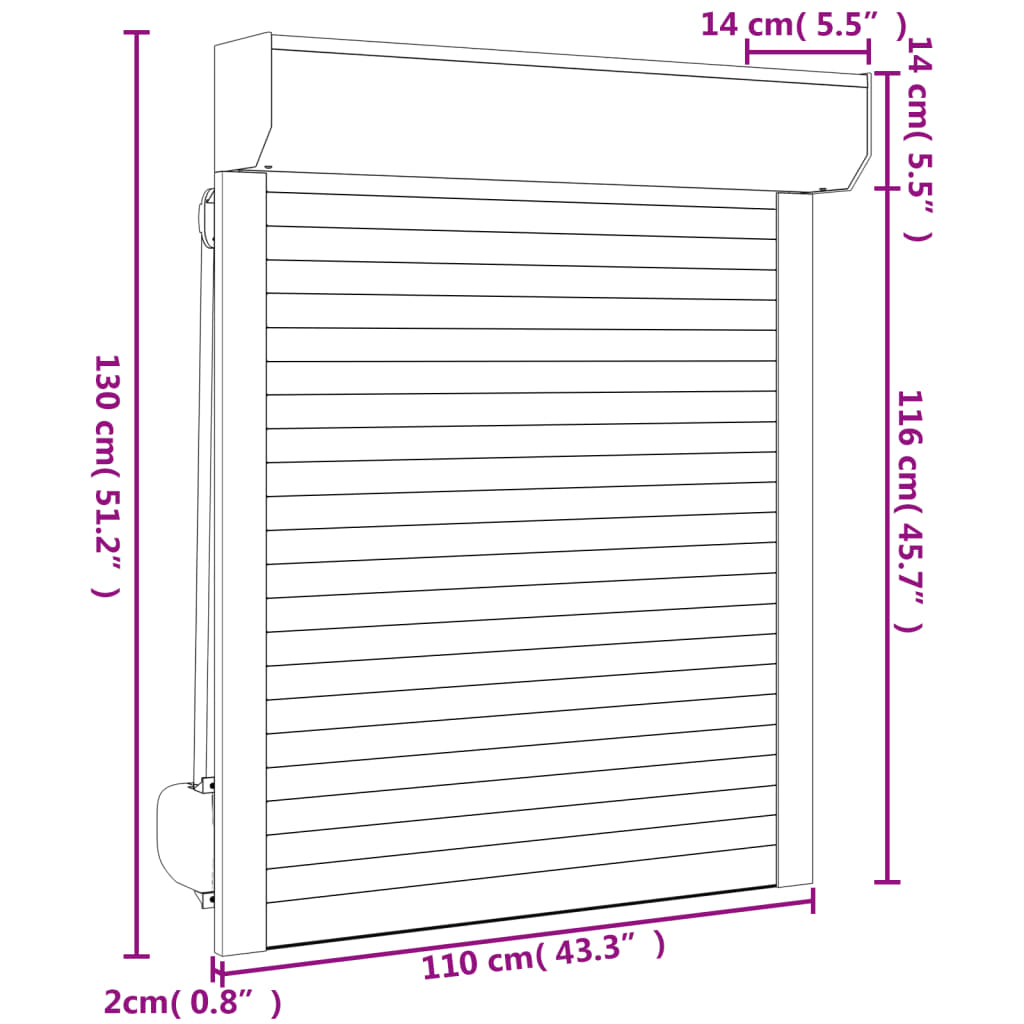 Roller Shutter Aluminium 110x130 cm White