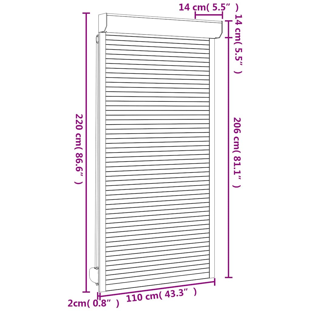 Roller Shutter Aluminium 110x220 cm White