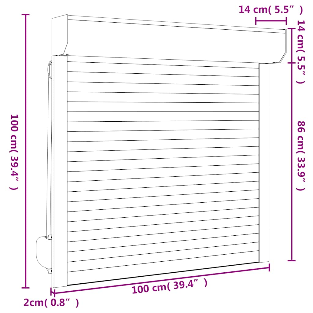 Roller Shutter Aluminium 100x100 cm Anthracite