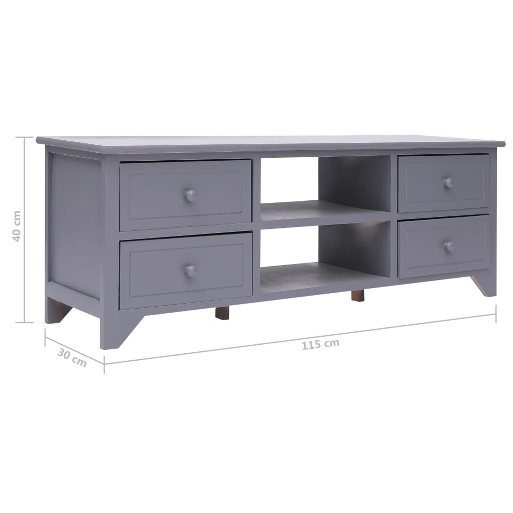 TV Cabinet Grey 115x30x40 cm Paulownia Wood