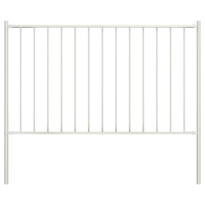 Fence Panel with Posts Powder-coated Steel 1.7x0.75 m White