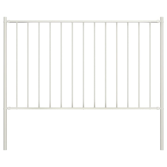 Fence Panel with Posts Powder-coated Steel 1.7x0.75 m White