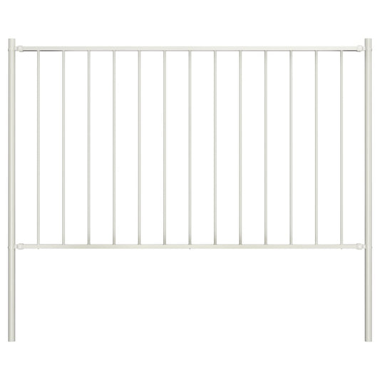 Fence Panel with Posts Powder-coated Steel 1.7x1 m White