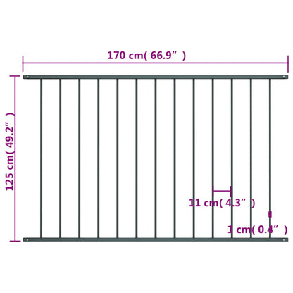 Fence Panel Powder-coated Steel 1.7x1.25 m Anthracite