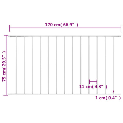 Fence Panel Powder-coated Steel 1.7x0.75 m White