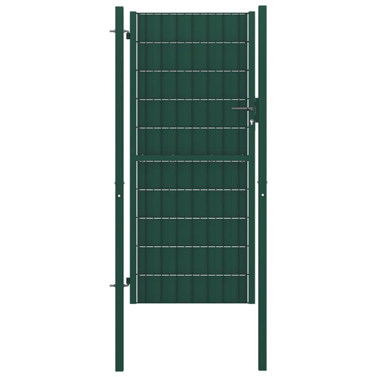 Fence Gate PVC and Steel 100x124 cm Green