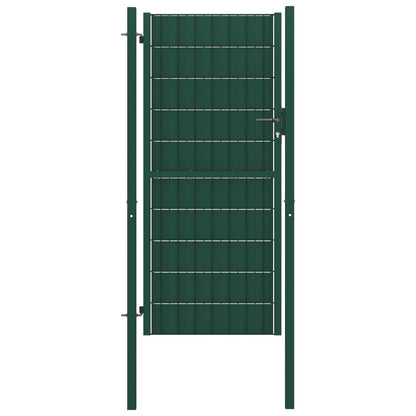 Fence Gate PVC and Steel 164x100 cm Green