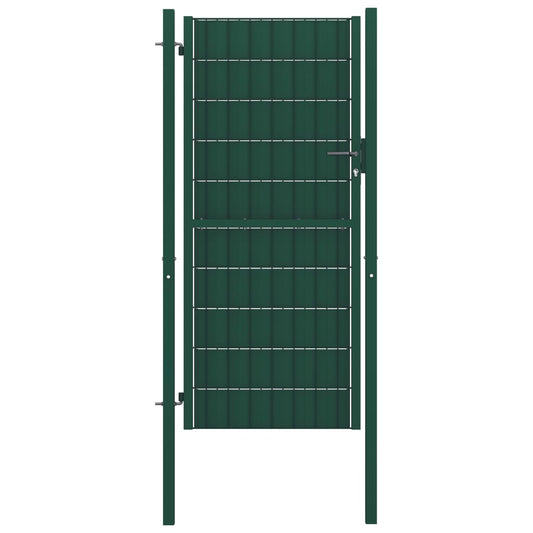 Fence Gate PVC and Steel 100x204 cm Green