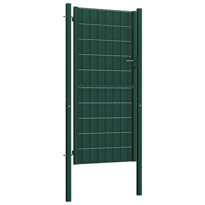 Fence Gate PVC and Steel 100x204 cm Green