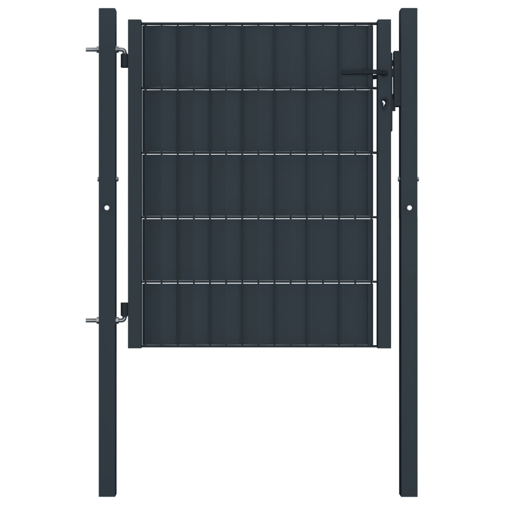 Fence Gate PVC and Steel 100x81 cm Anthracite