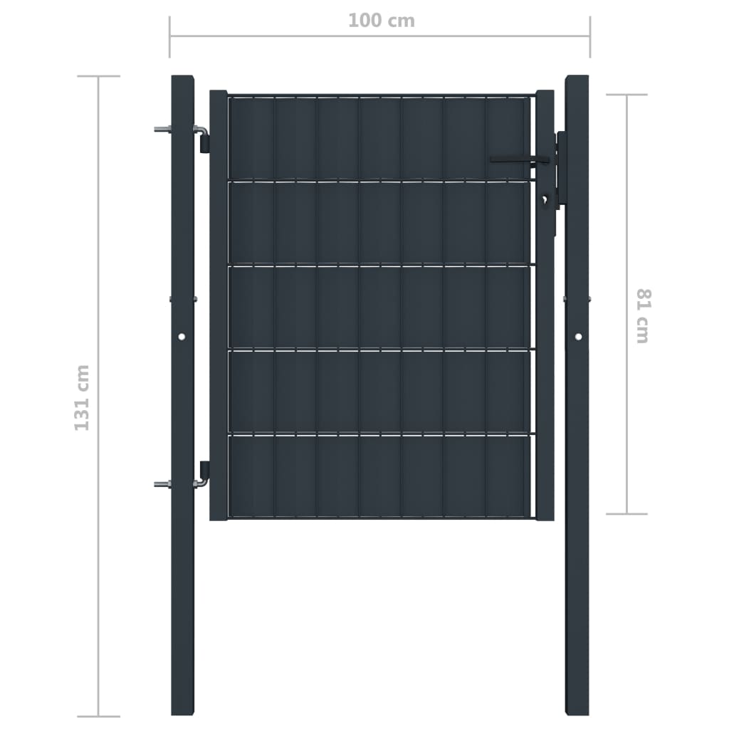 Fence Gate PVC and Steel 100x81 cm Anthracite