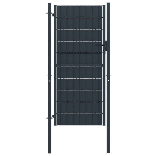 Fence Gate PVC and Steel 100x204 cm Anthracite