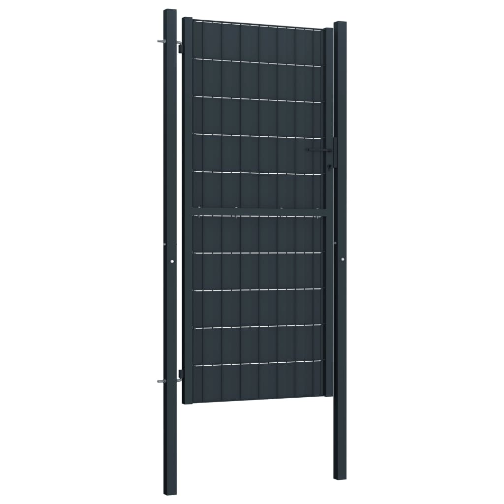 Fence Gate PVC and Steel 100x204 cm Anthracite