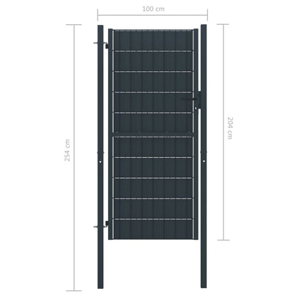 Fence Gate PVC and Steel 100x204 cm Anthracite