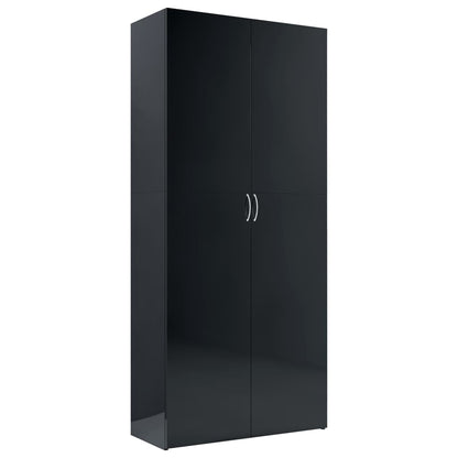 Storage Cabinet High Gloss Black 80x35.5x180 cm Engineered Wood