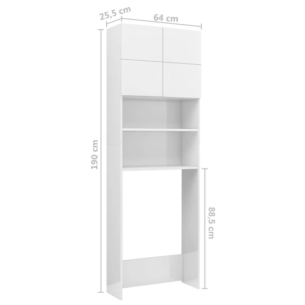 Washing Machine Cabinet White 64x25.5x190 cm Engineered Wood