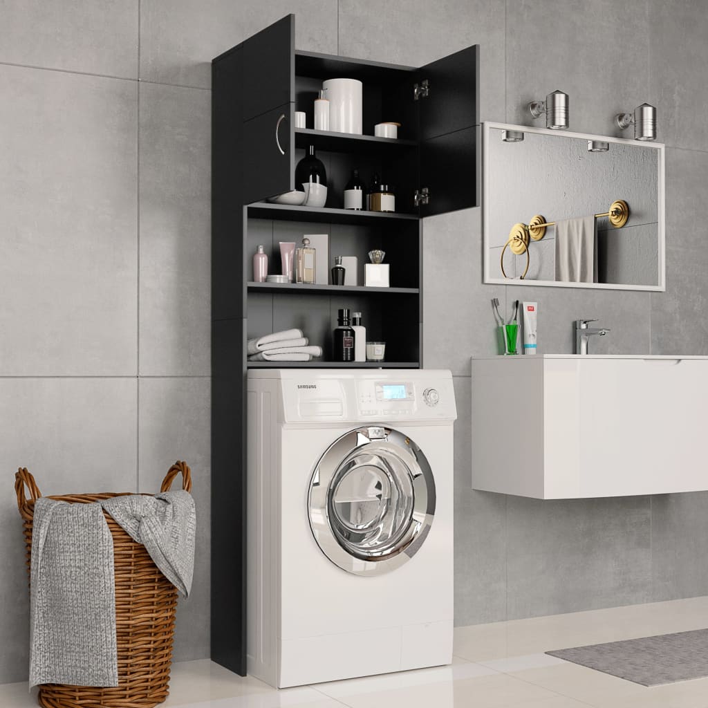 Washing Machine Cabinet Black 64x25.5x190 cm Engineered Wood