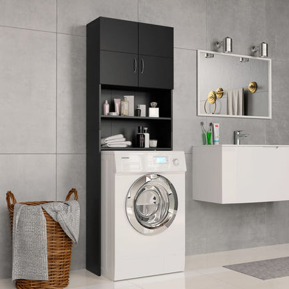 Washing Machine Cabinet Black 64x25.5x190 cm Engineered Wood