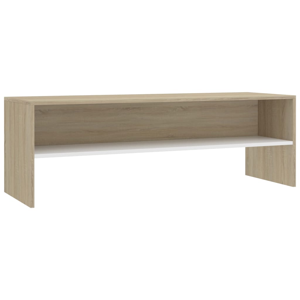 TV Cabinet White and Sonoma Oak 120x40x40 cm Engineered Wood