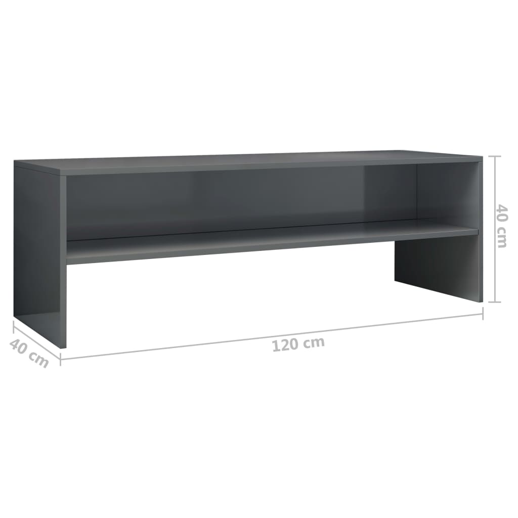 TV Cabinet High Gloss Grey 120x40x40 cm Engineered Wood