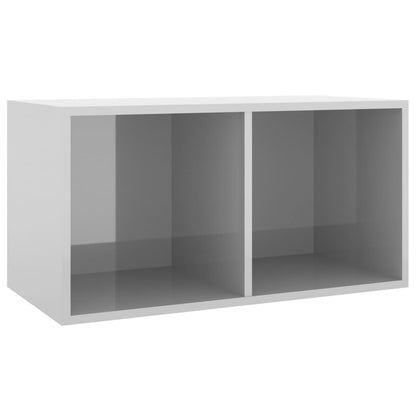 Vinyl Storage Box High Gloss Grey 71x34x36 cm Engineered Wood