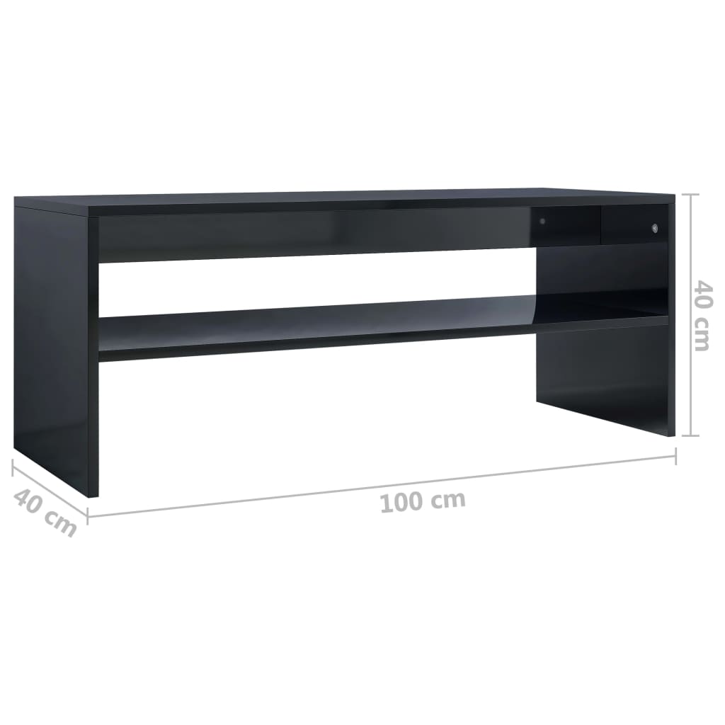 Coffee Table High Gloss Black 100x40x40 cm Engineered Wood