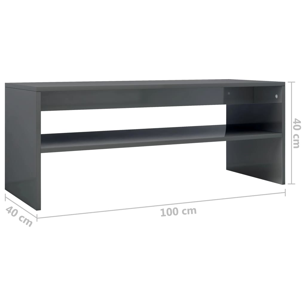 Coffee Table High Gloss Grey 100x40x40 cm Engineered Wood