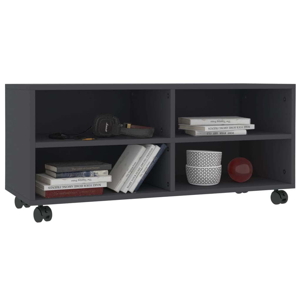 TV Cabinet with Castors Grey 90x35x35 cm Engineered Wood