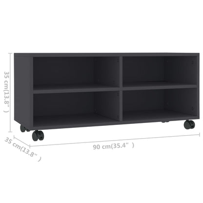 TV Cabinet with Castors Grey 90x35x35 cm Engineered Wood