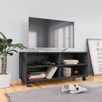 TV Cabinet with Castors Grey 90x35x35 cm Engineered Wood