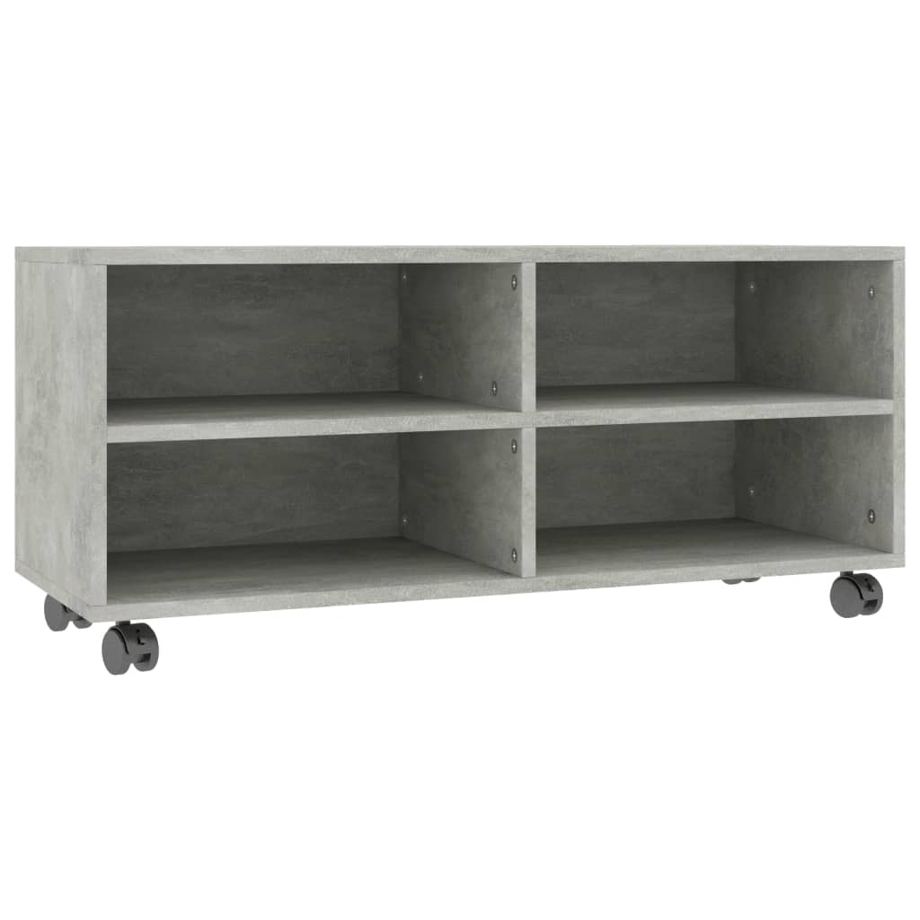 TV Cabinet with Castors Concrete Grey 90x35x35 cm Engineered Wood