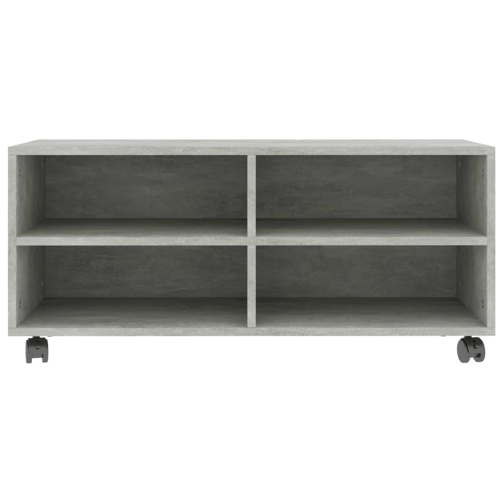 TV Cabinet with Castors Concrete Grey 90x35x35 cm Engineered Wood