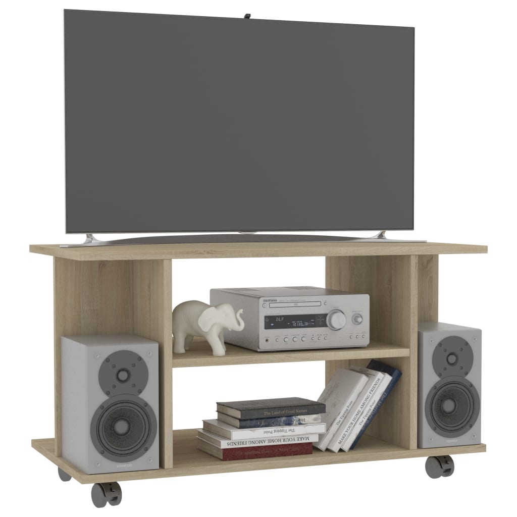 TV Cabinet with Castors Sonoma Oak 80x40x45 cm Engineered Wood