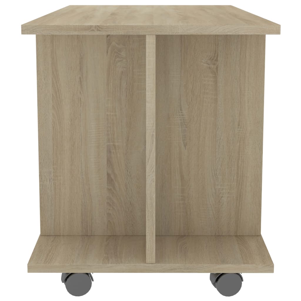 TV Cabinet with Castors White and Sonoma Oak 80x40x45 cm Engineered Wood