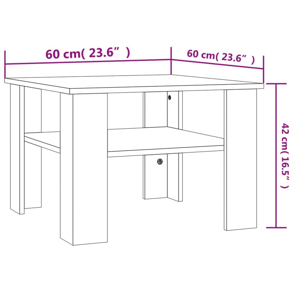 Coffee Table Sonoma Oak 60x60x42 cm Engineered Wood