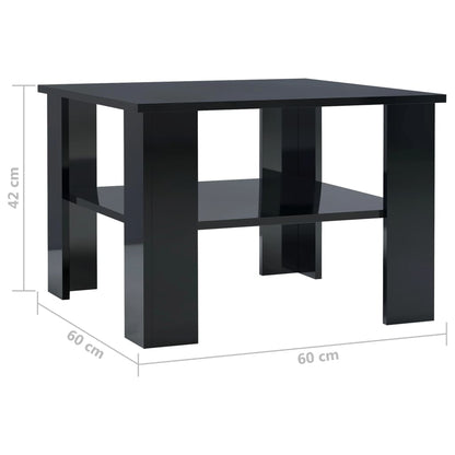 Coffee Table High Gloss Black 60x60x42 cm Engineered Wood