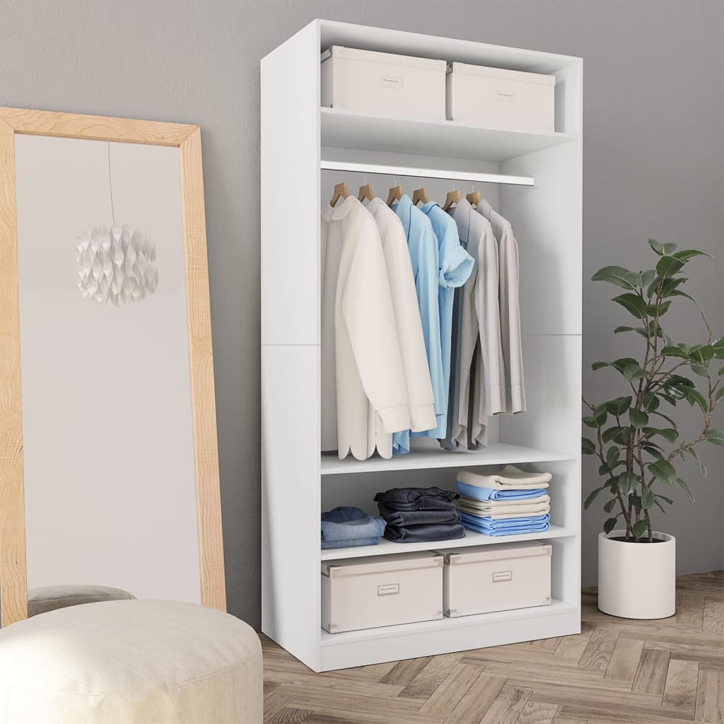 Wardrobe White 100x50x200 cm Engineered Wood