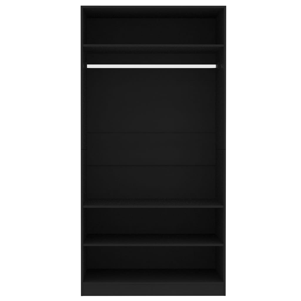 Wardrobe Black 100x50x200 cm Engineered Wood