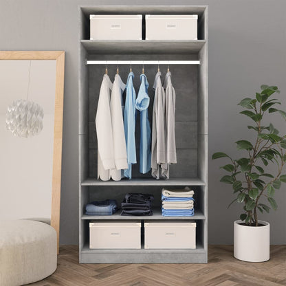 Wardrobe Concrete Grey 100x50x200 cm Engineered Wood