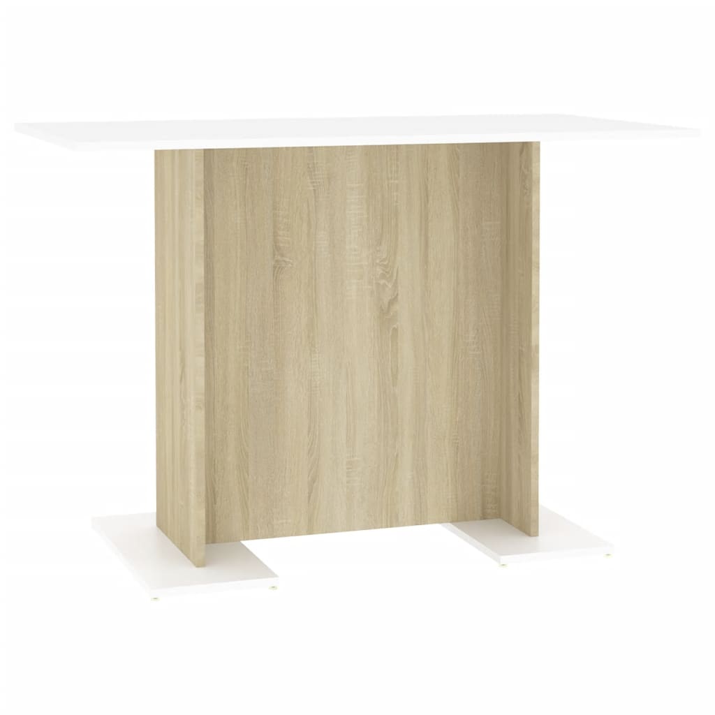 Dining Table White and Sonoma Oak 110x60x75 cm Engineered Wood