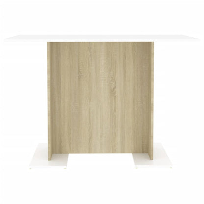 Dining Table White and Sonoma Oak 110x60x75 cm Engineered Wood