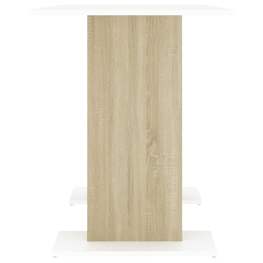 Dining Table White and Sonoma Oak 110x60x75 cm Engineered Wood