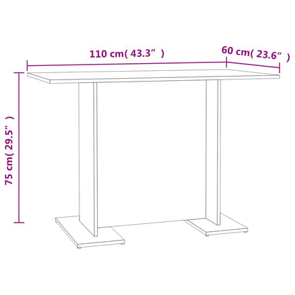 Dining Table White and Sonoma Oak 110x60x75 cm Engineered Wood