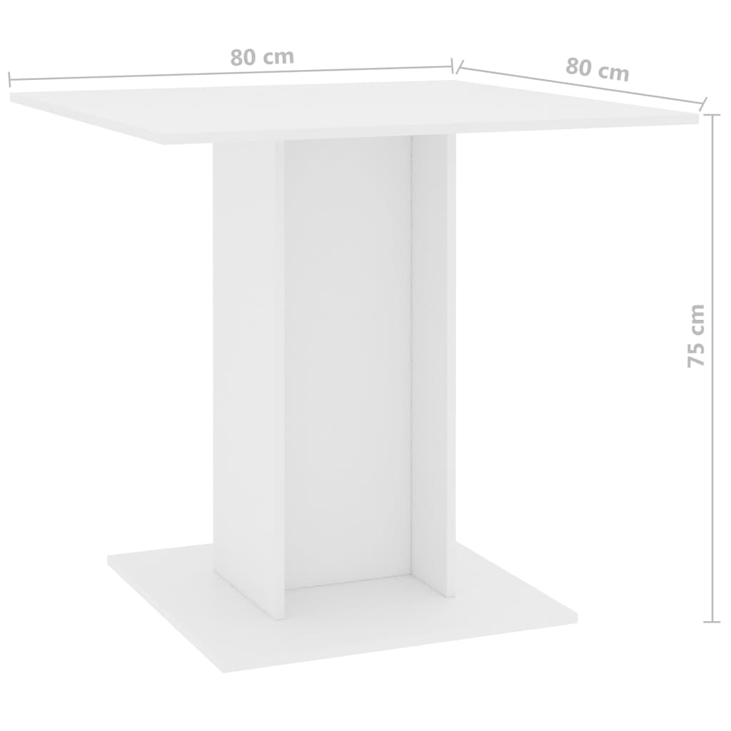 Dining Table White 80x80x75 cm Engineered Wood