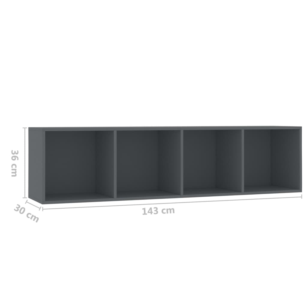 Book Cabinet/TV Cabinet Grey 143x30x36 cm