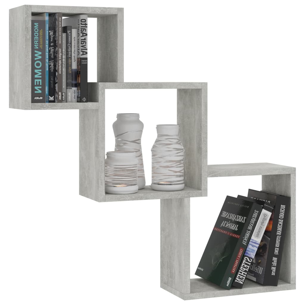 Cube Wall Shelf Concrete Grey 68x15x68 cm Engineered Wood