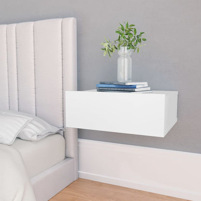 Floating Nightstand White 40x30x15cm Engineered Wood