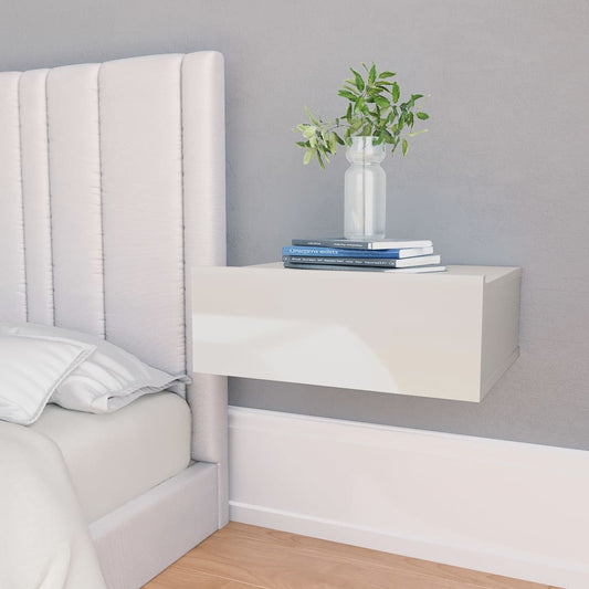 Floating Nightstand High Gloss White 40x30x15 cm Engineered Wood