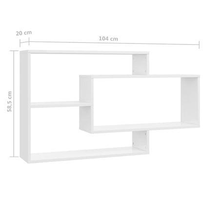 Wall Shelf High Gloss White 104x20x58.5 cm Engineered Wood