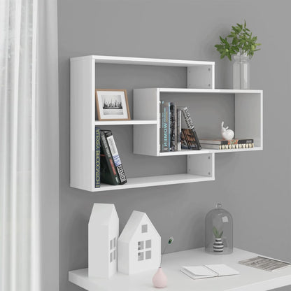 Wall Shelf High Gloss White 104x20x58.5 cm Engineered Wood